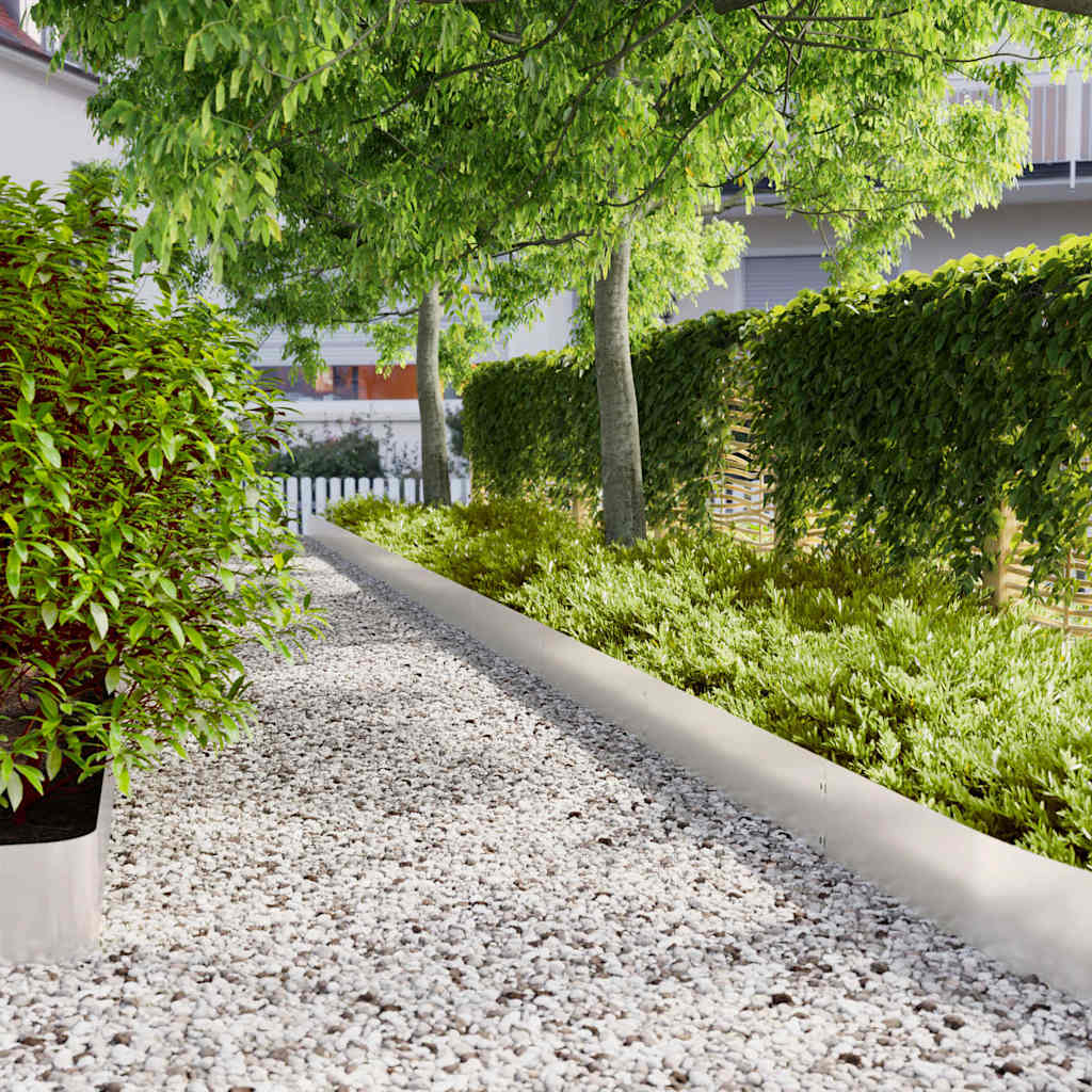 Lawn Edging 30 pcs 20 x 103 cm Stainless Steel Silver