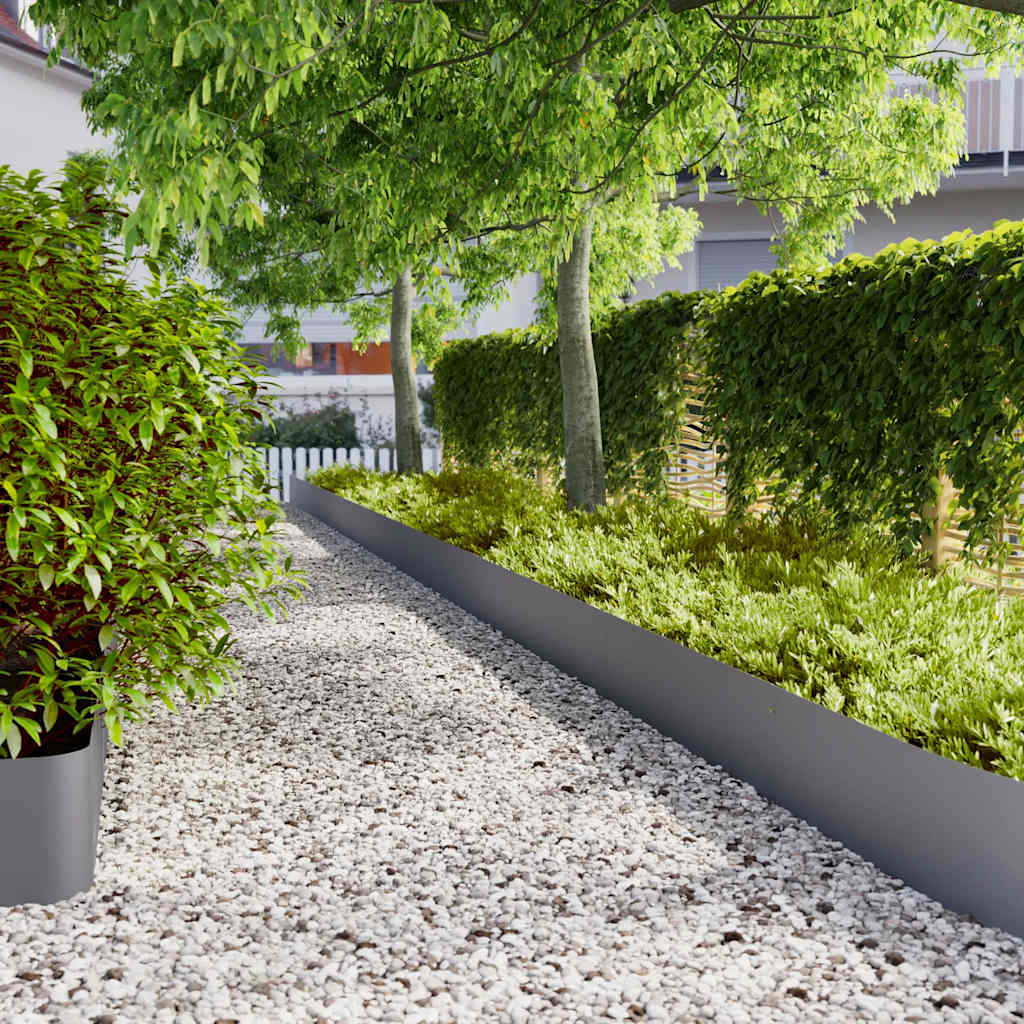 Lawn Edgings 10 pcs Anthracite 25x103 cm Cold-rolled Steel