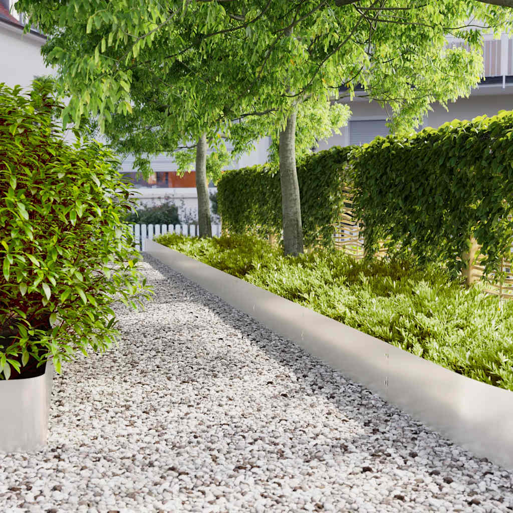Lawn Edging 10 pcs 25 x 103 cm Stainless Steel Silver