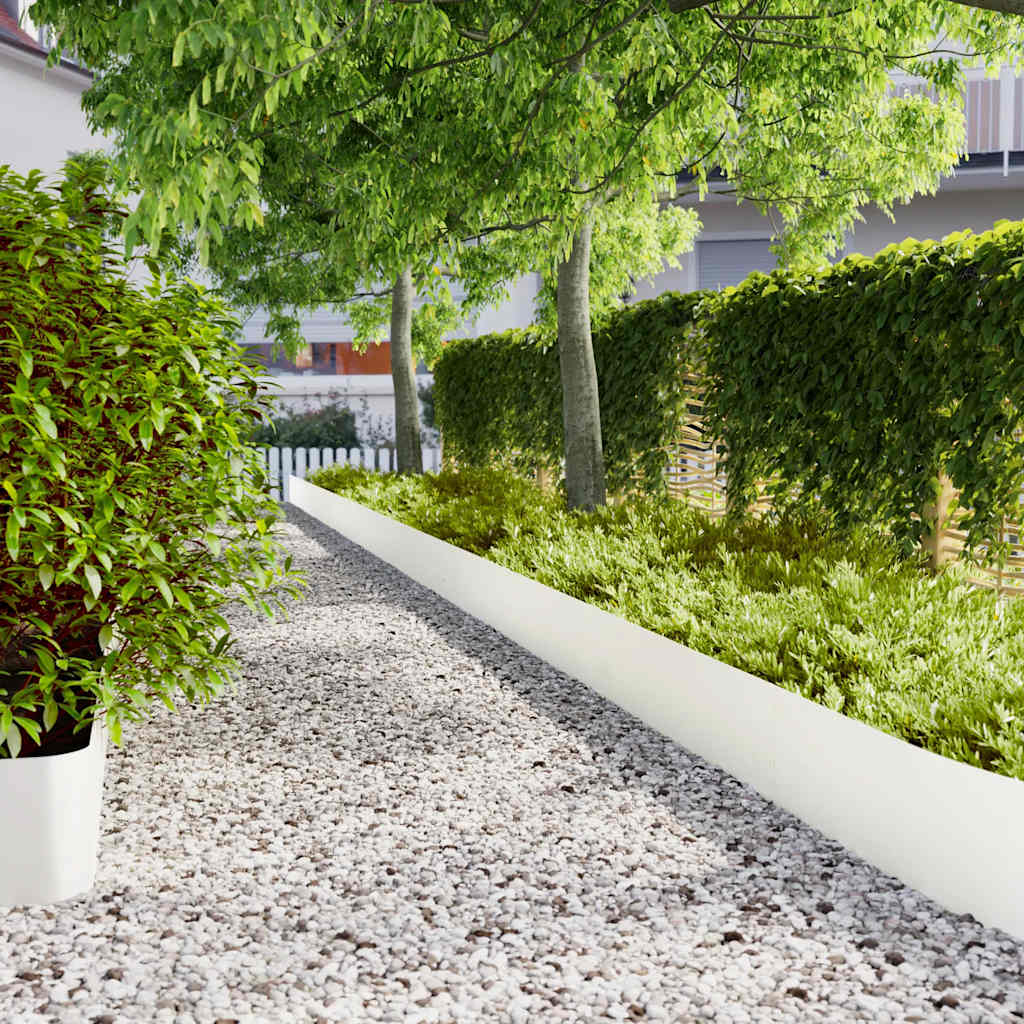Lawn Edgings 20 pcs White 25x103 cm Cold-rolled Steel