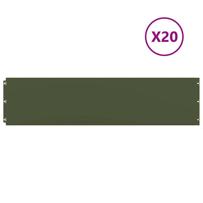Lawn Edgings 20 pcs Olive Green 25x103 cm Cold-rolled Steel