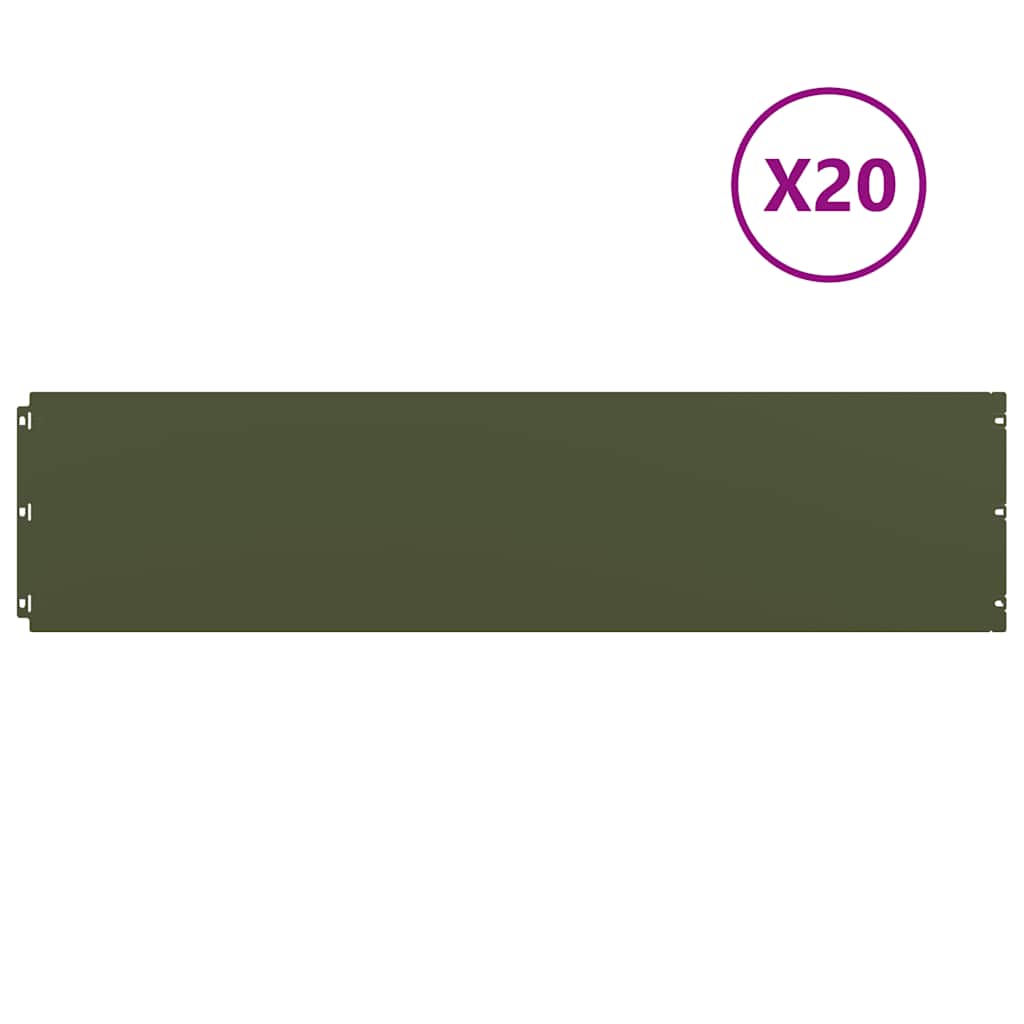 Lawn Edgings 20 pcs Olive Green 25x103 cm Cold-rolled Steel
