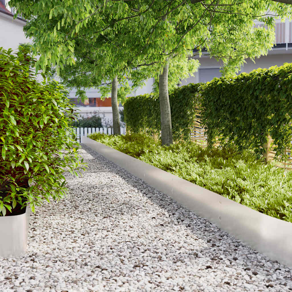 Lawn Edging 20 pcs 25 x 103 cm Stainless Steel Silver