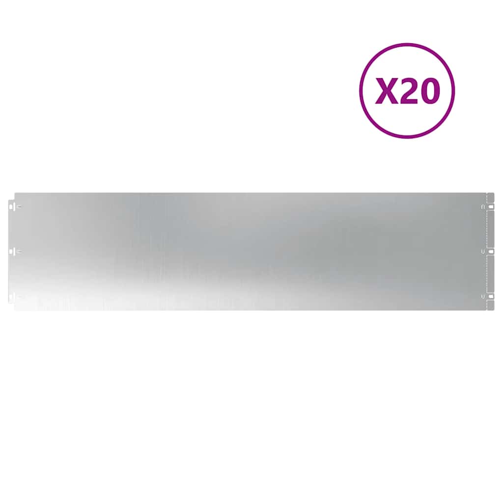 Lawn Edging 20 pcs 25 x 103 cm Galvanised Steel Silver