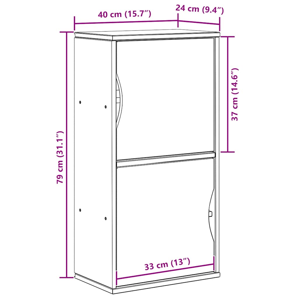Side Cabinet "ODDA" 40x24x79 cm Solid Wood Pine