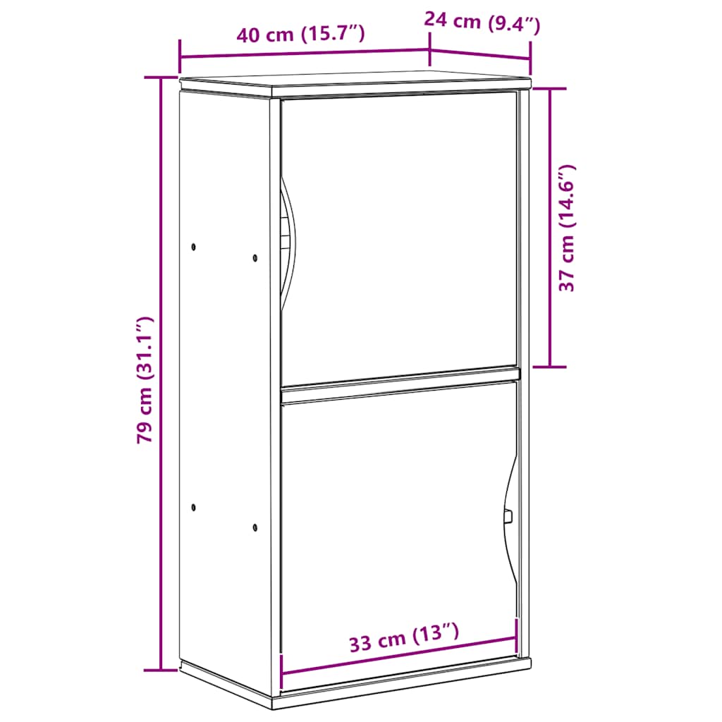 Side Cabinet "ODDA" White 40x24x79 cm Solid Wood Pine