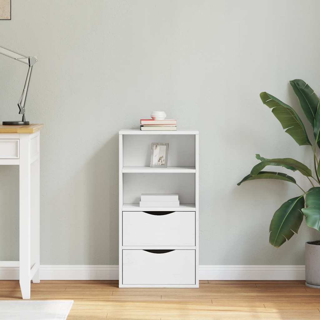 Side Cabinet with Drawers ODDA White 40x24x79 cm Solid Wood Pine
