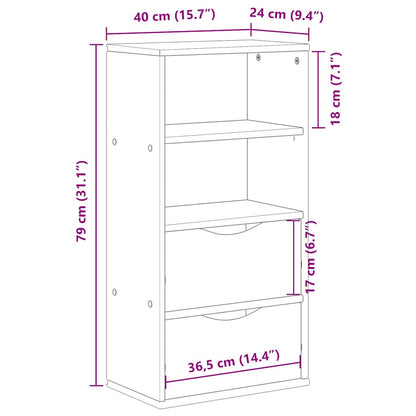 Side Cabinet with Drawers ODDA White 40x24x79 cm Solid Wood Pine