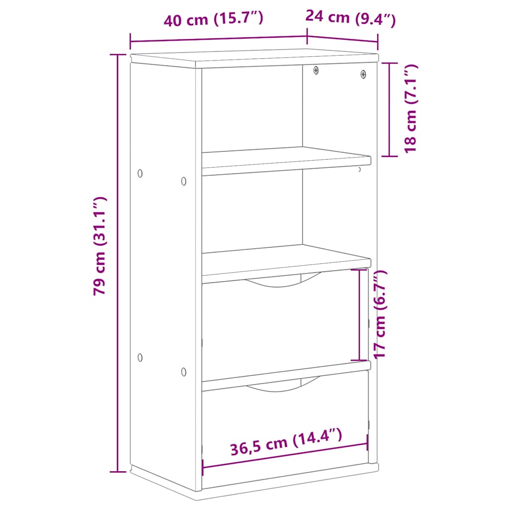 Side Cabinet with Drawers "ODDA" White 40x24x79 cm Solid Wood Pine