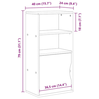 Side Cabinet ODDA White 40x24x79 cm Solid Wood Pine