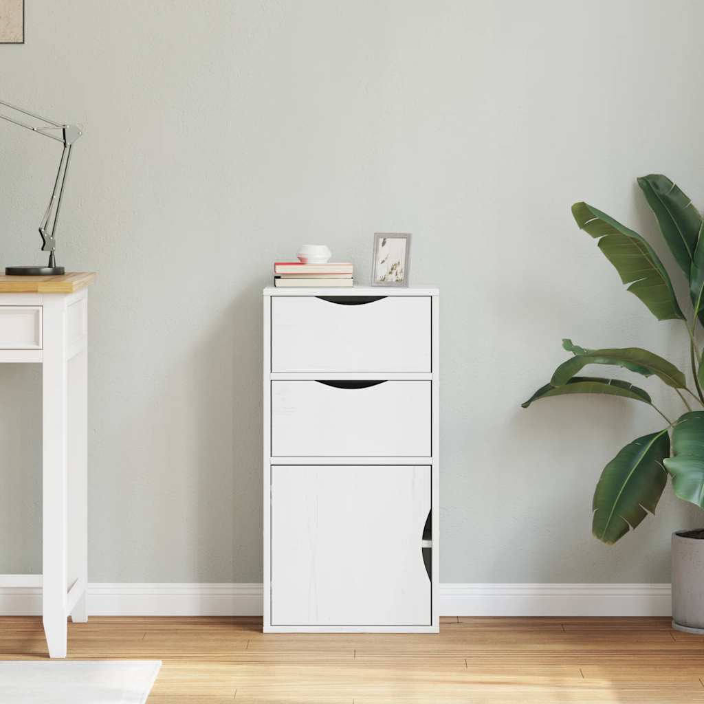 Side Cabinet with Drawers ODDA White 40x24x79 cm Solid Wood Pine