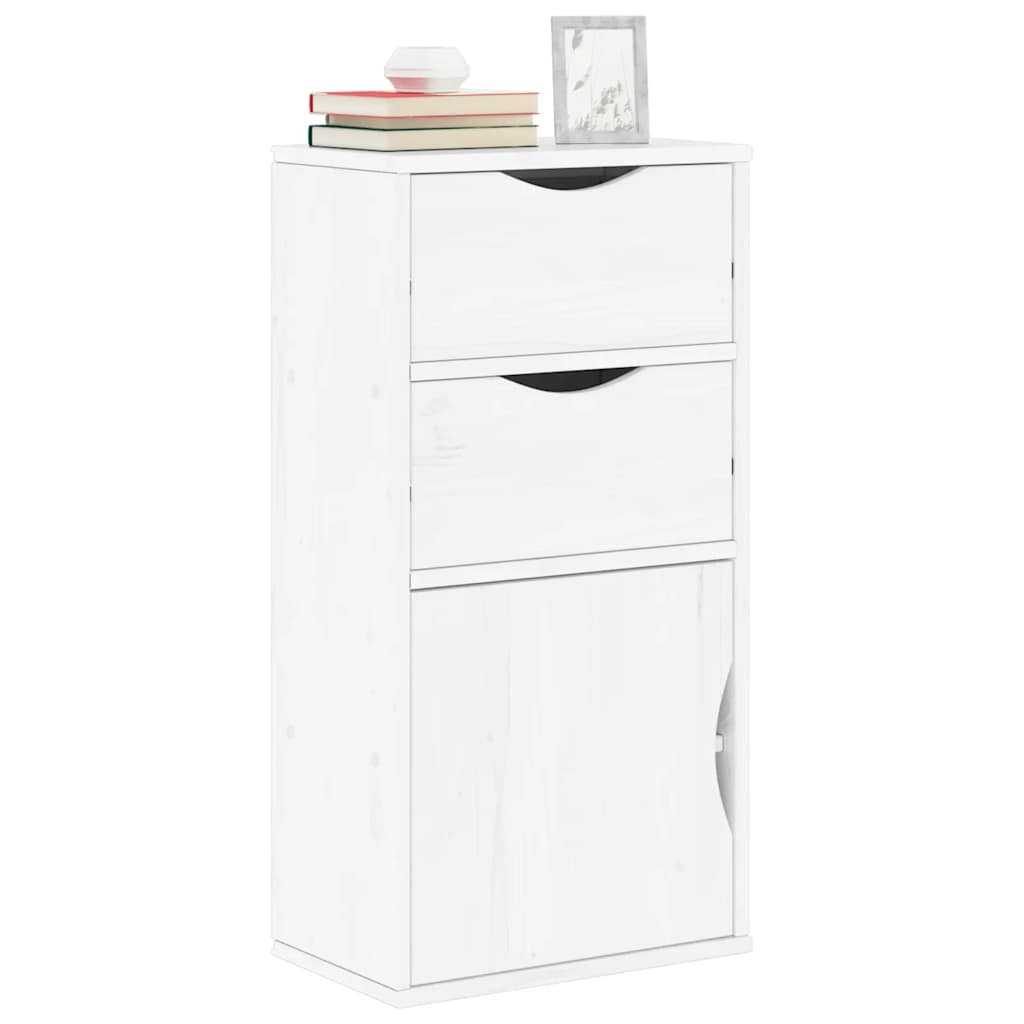 Side Cabinet with Drawers "ODDA" White 40x24x79 cm Solid Wood Pine