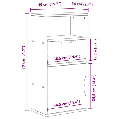 Side Cabinet with Drawer ODDA 40x24x79 cm Solid Wood Pine