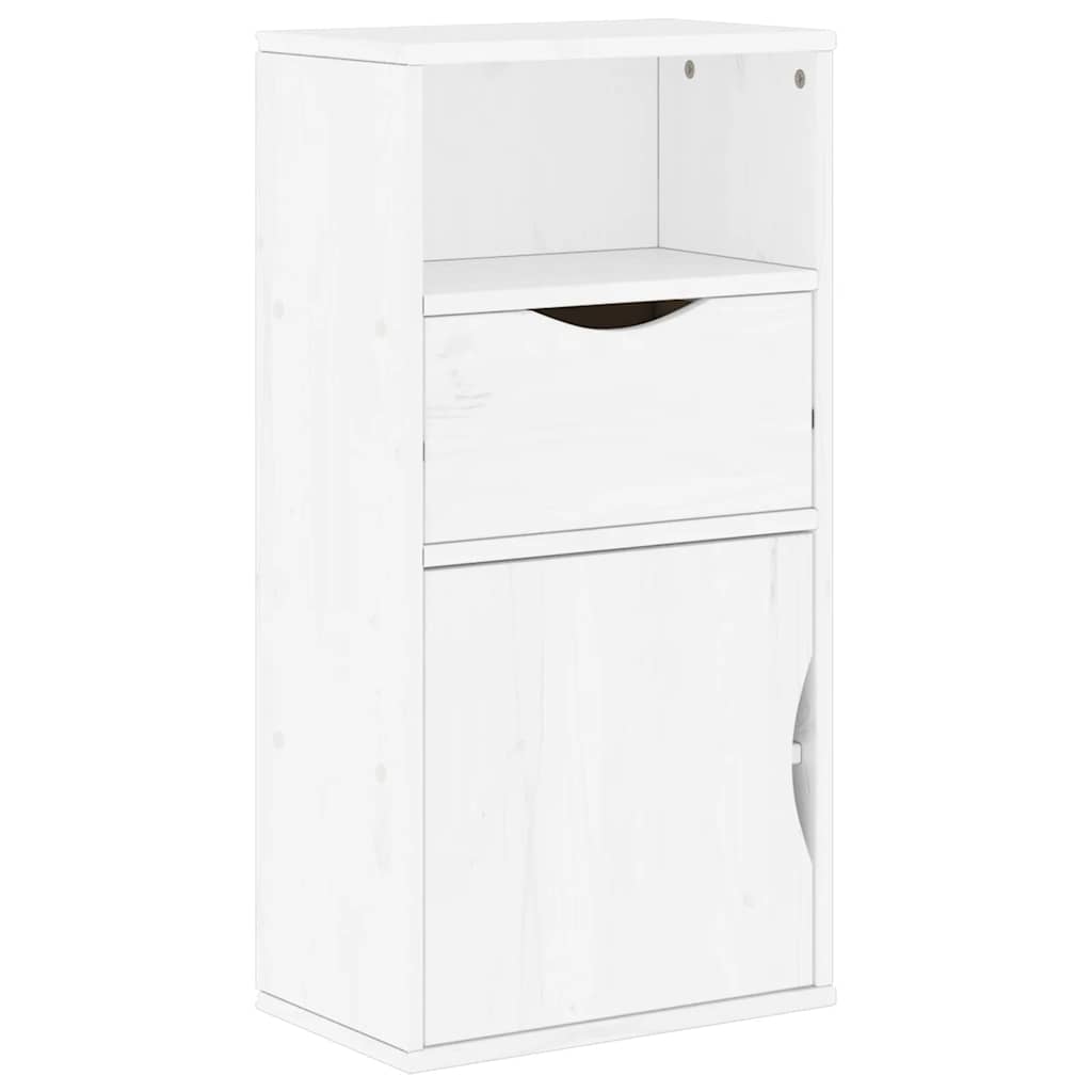 Side Cabinet with Drawer "ODDA" White 40x24x79 cm Solid Wood Pine