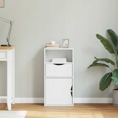 Side Cabinet with Drawer "ODDA" White 40x24x79 cm Solid Wood Pine
