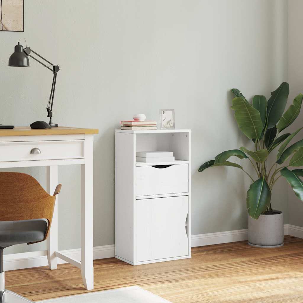 Side Cabinet with Drawer "ODDA" White 40x24x79 cm Solid Wood Pine