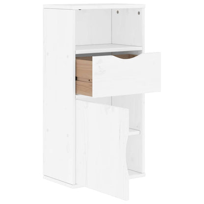 Side Cabinet with Drawer "ODDA" White 40x24x79 cm Solid Wood Pine