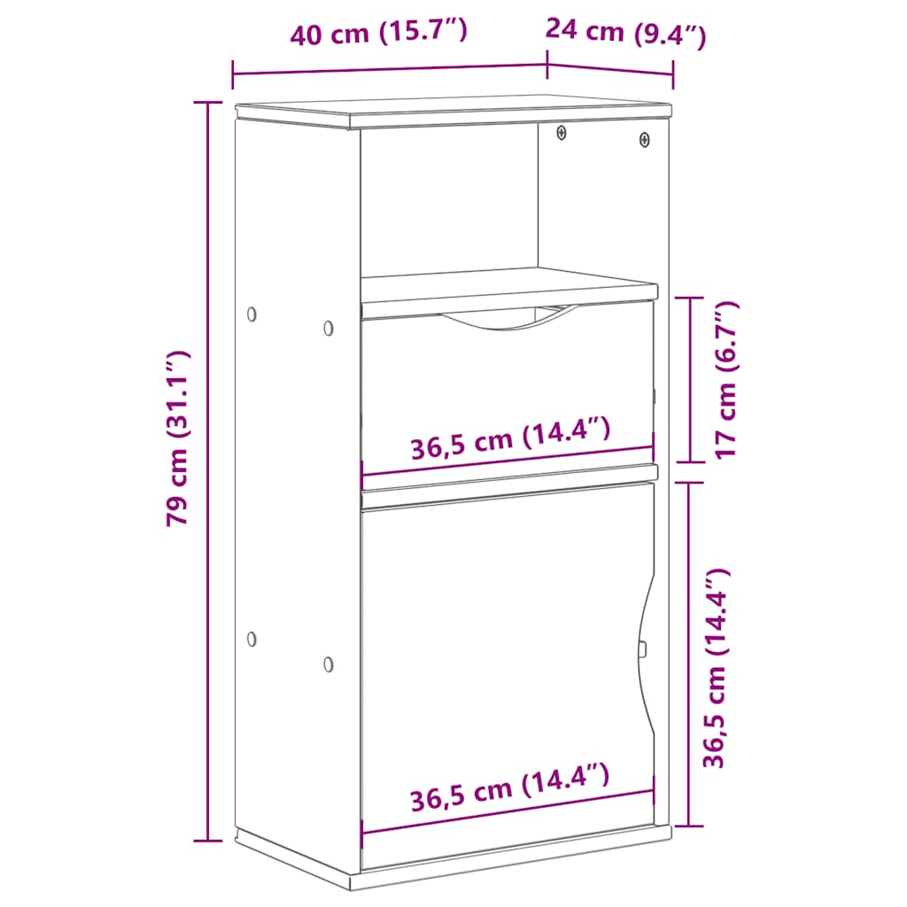 Side Cabinet with Drawer "ODDA" White 40x24x79 cm Solid Wood Pine