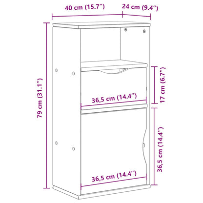 Side Cabinet with Drawer "ODDA" White 40x24x79 cm Solid Wood Pine