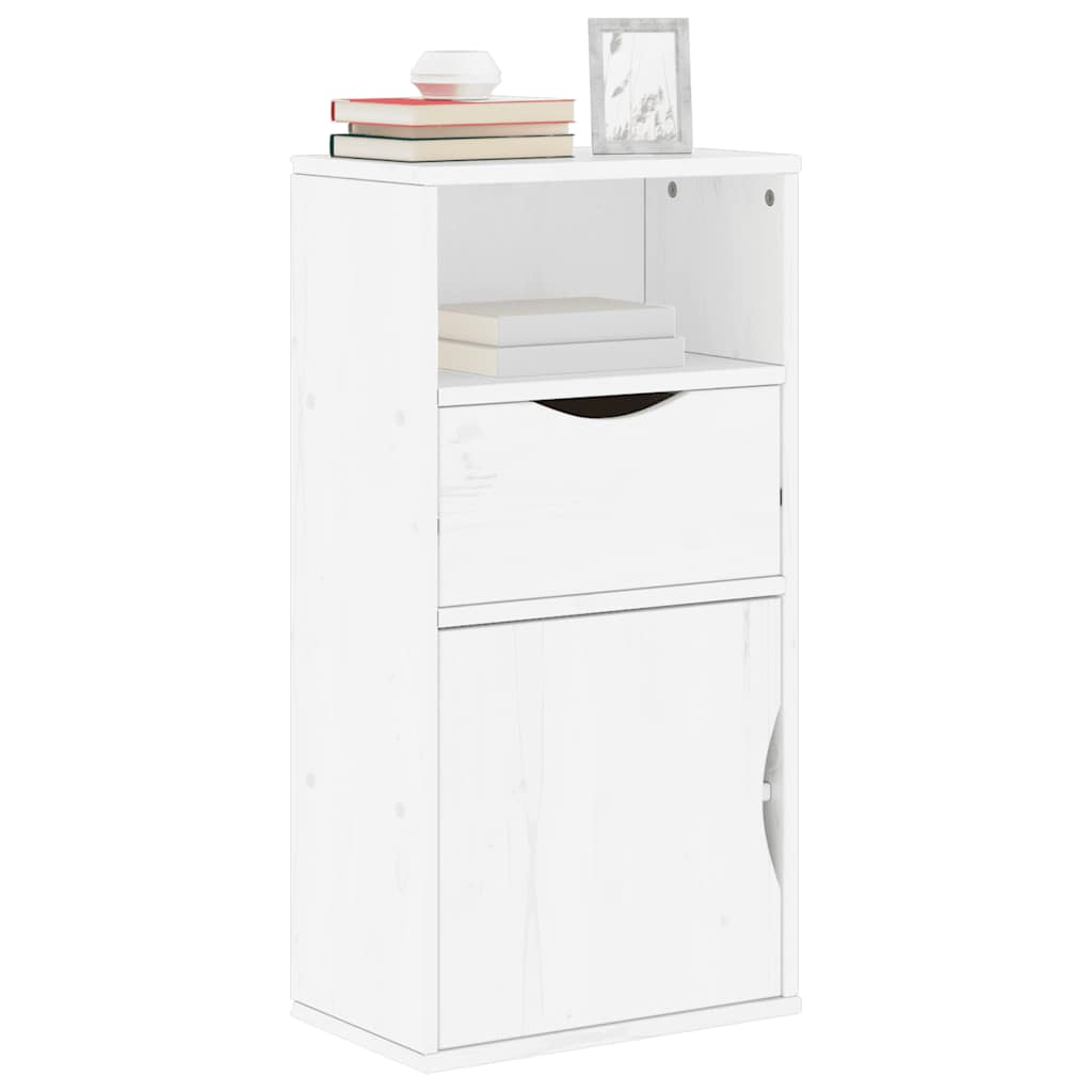 Side Cabinet with Drawer "ODDA" White 40x24x79 cm Solid Wood Pine