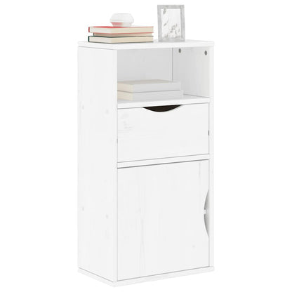 Side Cabinet with Drawer "ODDA" White 40x24x79 cm Solid Wood Pine