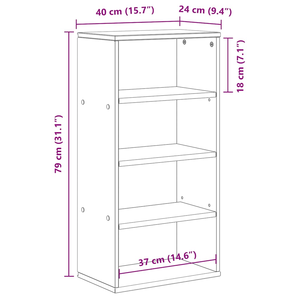 Side Cabinet ODDA 40x24x79 cm Solid Wood Pine