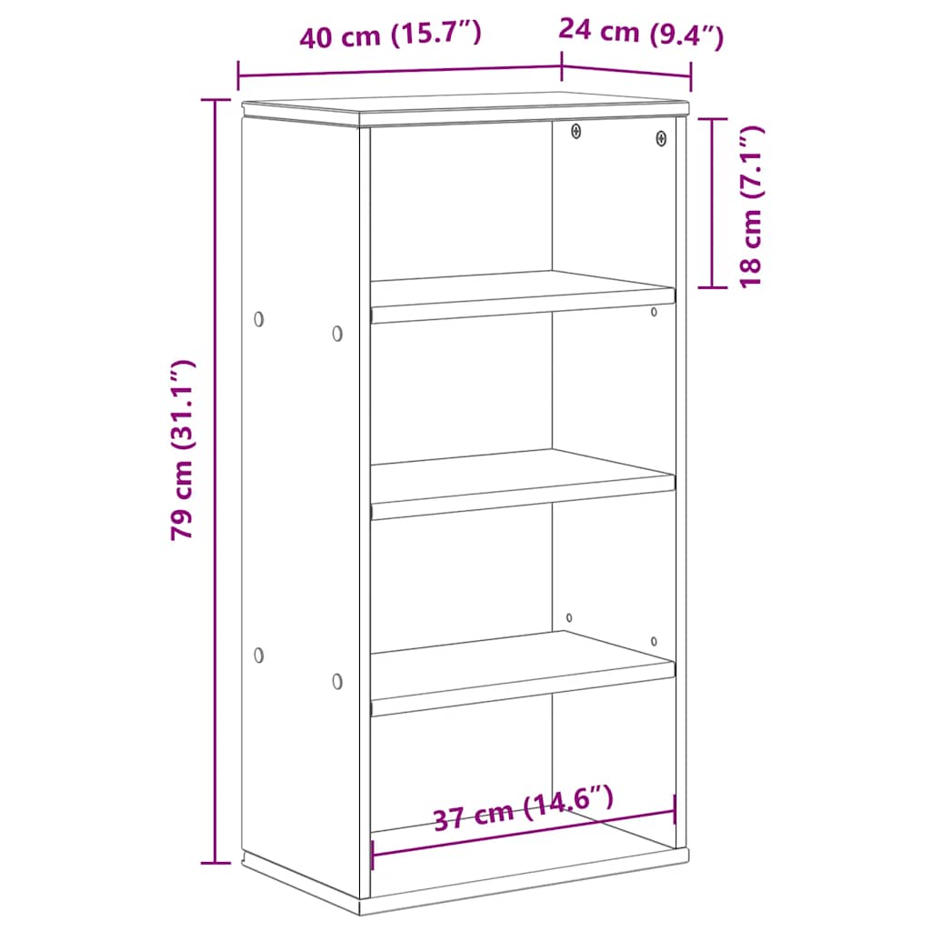 Side Cabinet ODDA White 40x24x79 cm Solid Wood Pine