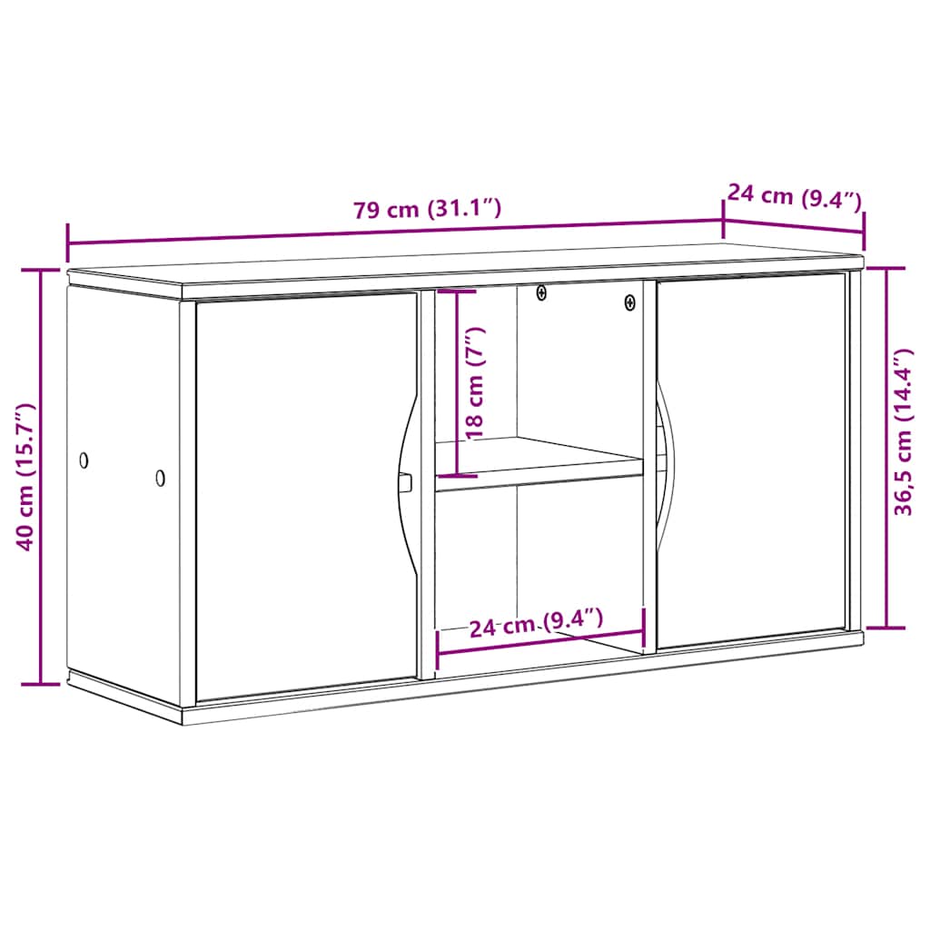 TV Cabinet ODDA White 79x24x40 cm Solid Wood Pine