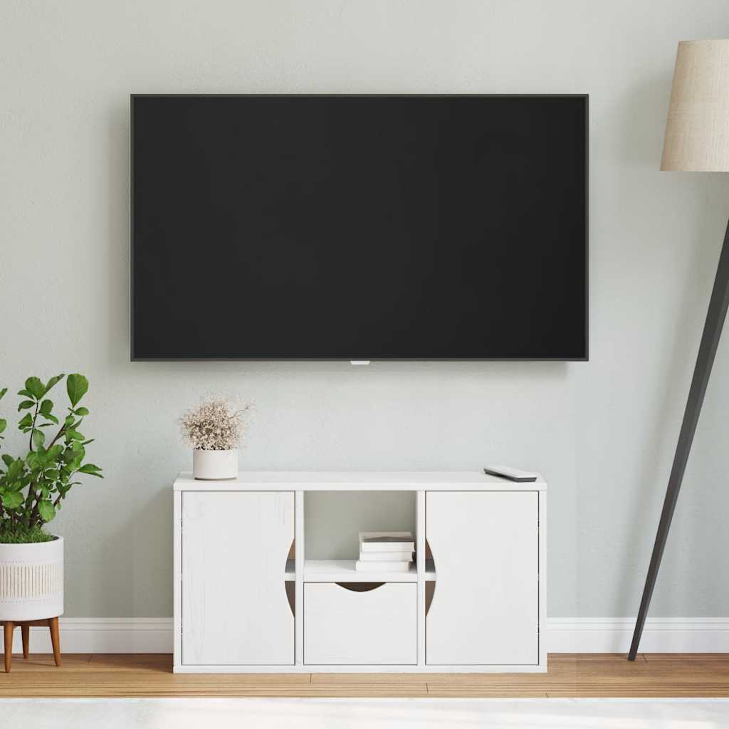 TV Cabinet with Drawer ODDA White 79x24x40 cm Solid Wood Pine