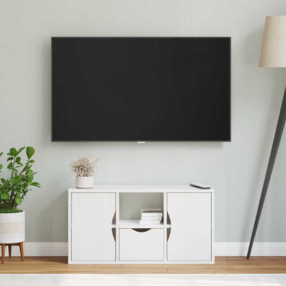 TV Cabinet with Drawer “ODDA” White 79x24x40 cm Solid Wood Pine