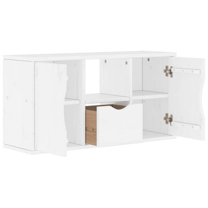TV Cabinet with Drawer “ODDA” White 79x24x40 cm Solid Wood Pine