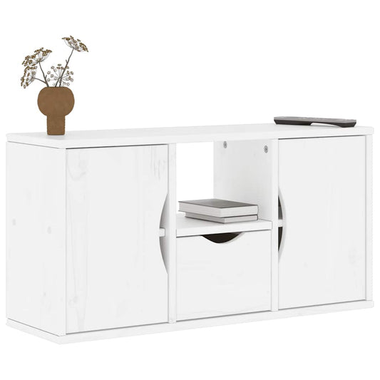 TV Cabinet with Drawer ODDA White 79x24x40 cm Solid Wood Pine
