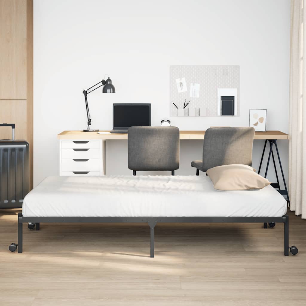 Bed Frame without Mattress Foldable Black 90x190 cm Steel