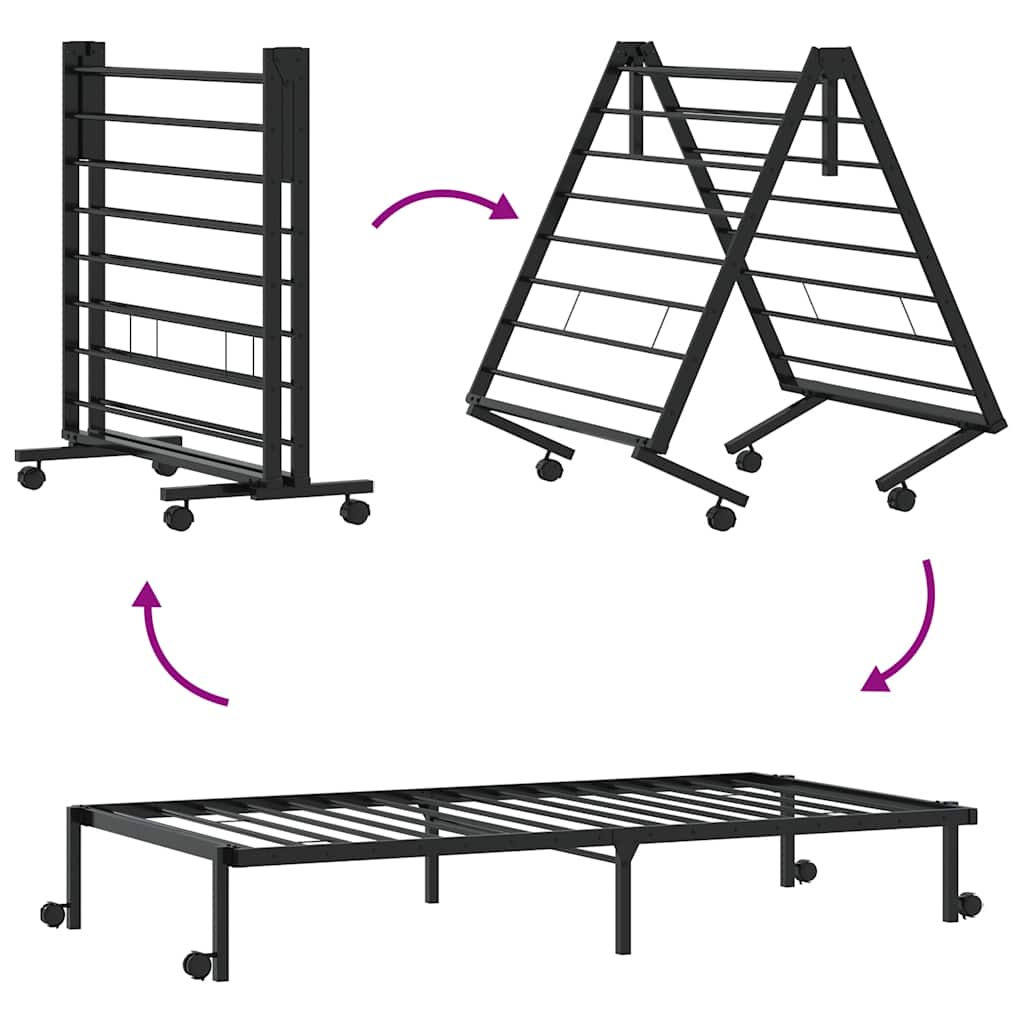 Bed Frame without Mattress Foldable Black 90x190 cm Steel