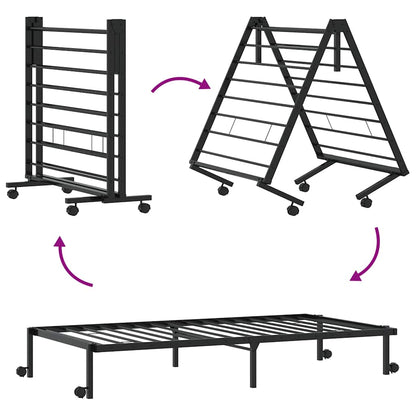 Bed Frame without Mattress Foldable Black 90x190 cm Steel