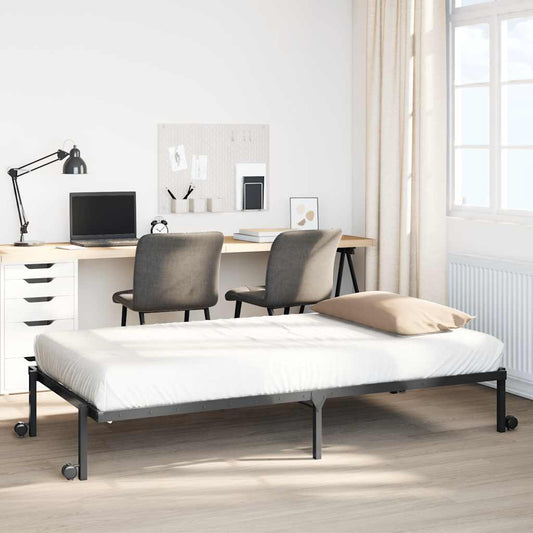 Bed Frame without Mattress Foldable Black 100x200 cm Steel