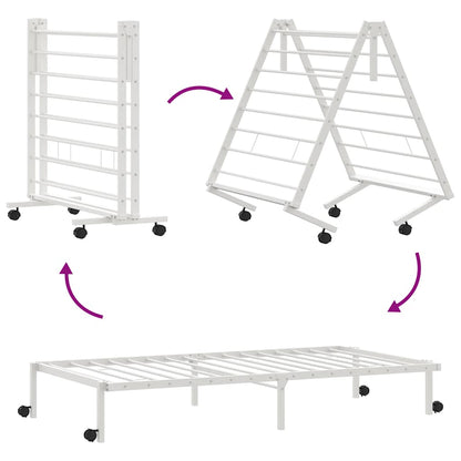 Bed Frame without Mattress Foldable White 90x190 cm Steel