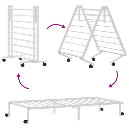 Bed Frame without Mattress Foldable White 90x200 cm Steel