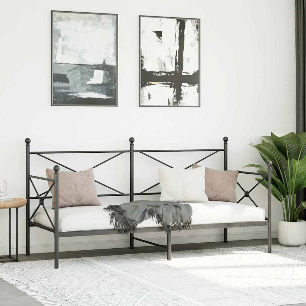 Day Bed without Mattress Black 80x200 cm Steel