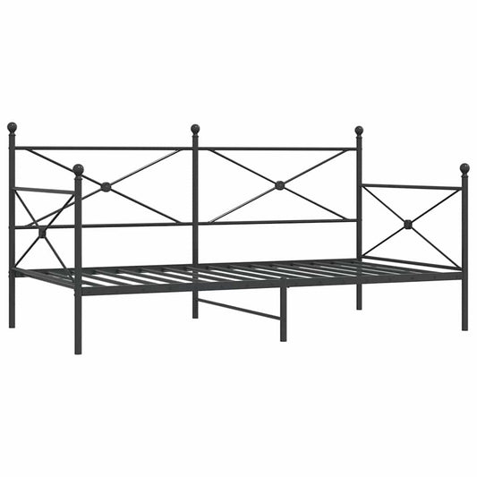 Day Bed without Mattress Black 100x190 cm Steel