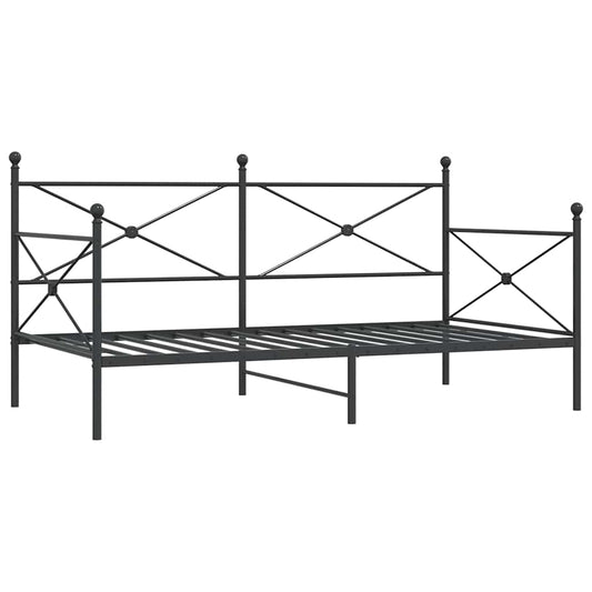 Day Bed without Mattress Black 100x200 cm Steel