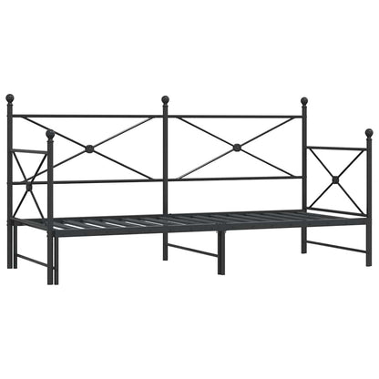 Daybed with Trundle without Mattress Black 75x190 cm Steel
