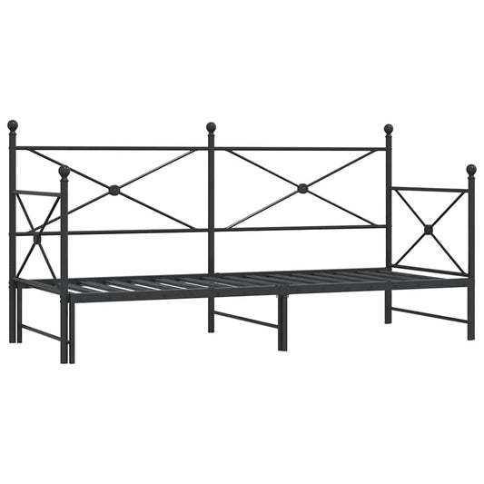 Daybed with Trundle without Mattress Black 75x190 cm Steel