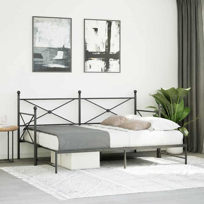 Daybed with Trundle without Mattress Black 75x190 cm Steel