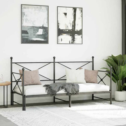 Daybed with Trundle without Mattress Black 75x190 cm Steel