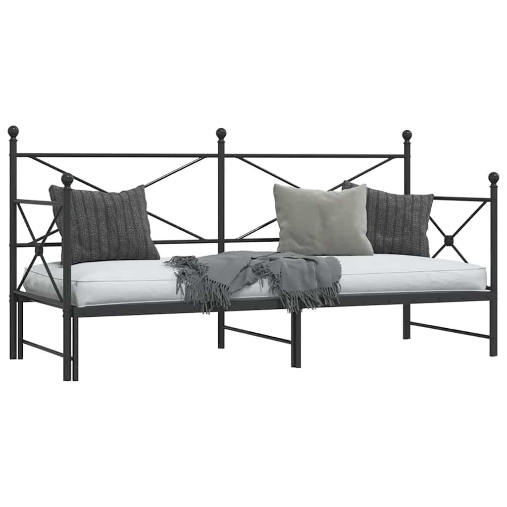 Daybed with Trundle without Mattress Black 75x190 cm Steel
