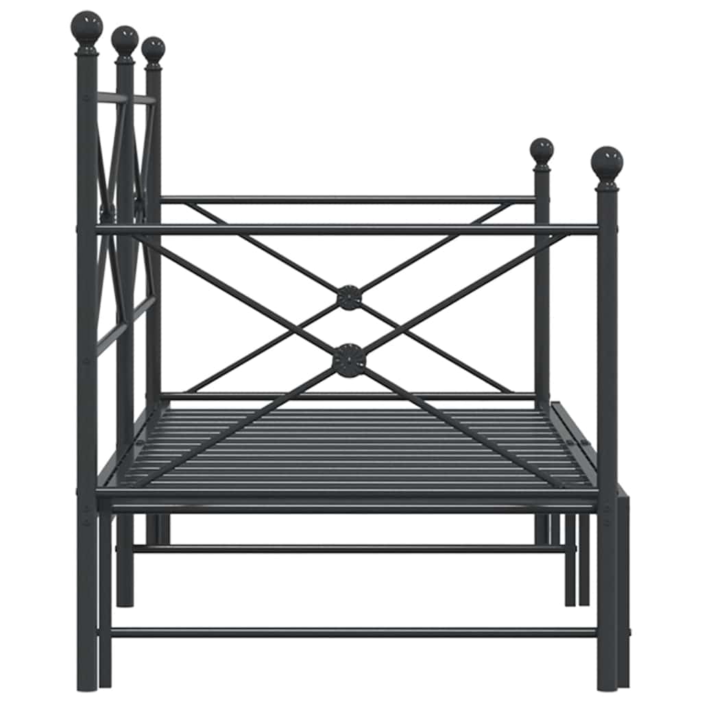 Daybed with Trundle without Mattress Black 75x190 cm Steel