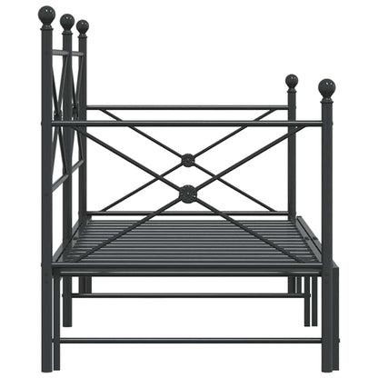 Daybed with Trundle without Mattress Black 75x190 cm Steel
