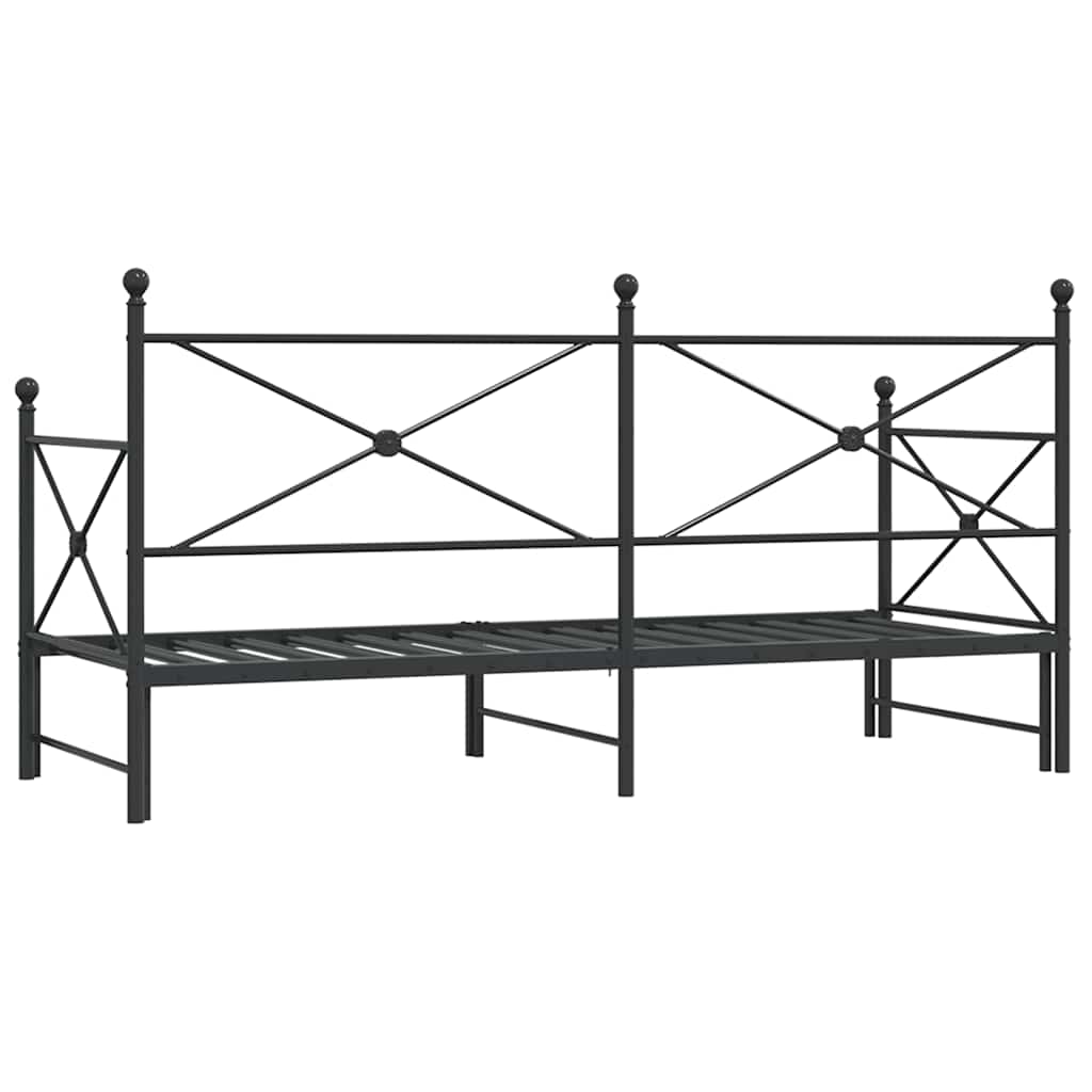 Daybed with Trundle without Mattress Black 75x190 cm Steel