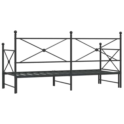 Daybed with Trundle without Mattress Black 75x190 cm Steel